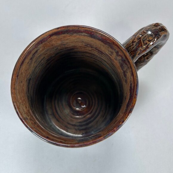 Signed Studio Pottery Mug Blue Brown Glaze Handmade One of a Kind - Picture 5 of 6